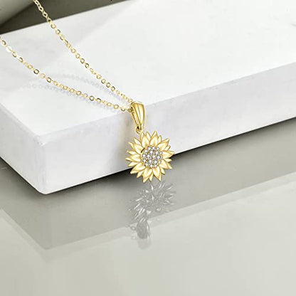 KECHO 14k Yellow Gold Sunflower Jewelry for Women, Fine Gold You are My Sunshine Jewelry Gifts for Her - style: Sunflower Necklace