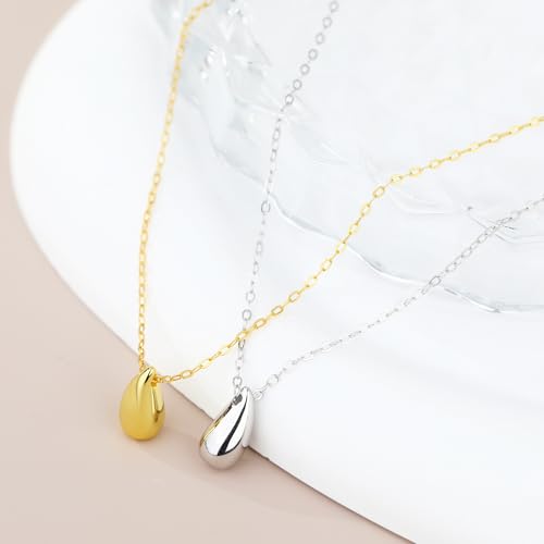 EVEYE S925 Sterling Silver Necklace For Women, Teardrop Pendant Necklaces, Pear Pendant Necklace Jewelry Minimalist style Gift - color: White Gold