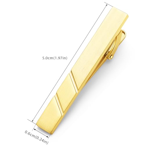 HONEY BEAR 1.97" 2.12" 2.36" Standard Tie Clip for Men Business Wedding | Classic Minimalist, Steel-Plated Copper Base, Gift-Boxed, Thickened, Rounded Corners, Easy to Slide On, No Snag or Wrinkle - style: Brushed Matte Gold 5cm