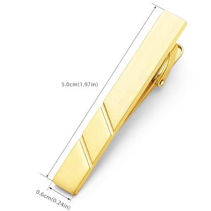 HONEY BEAR 1.97" 2.12" 2.36" Standard Tie Clip for Men Business Wedding | Classic Minimalist, Steel-Plated Copper Base, Gift-Boxed, Thickened, Rounded Corners, Easy to Slide On, No Snag or Wrinkle - style: Brushed Matte Gold 5cm