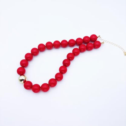 Red Beaded Necklace for Women Chunky Beaded Necklace Adjustable Acrylic Bead Choker Necklaces Big Statement Necklaces Jewelry Accessories - color: 16MMChunkyRedNecklace