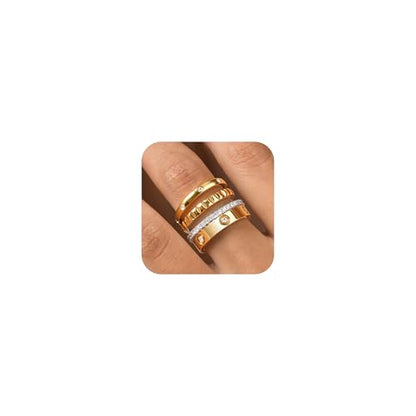 Stackable Gold Rings for Women - 18K Gold Plated Rings Set, Non Tarnish Stainless Steel Cubic Zirconia Friendship Band Stack Rings Trendy Jewelry, Christmas Birthday Party Gifts for Her Girlfriend
