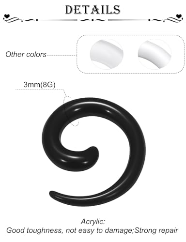 14-00G Ears Gauges Tunnels Plugs for Women Acrylic Spiral Snail Ear Gauge Septum Stretching Kit Earring Expander Stretcher Earrings Piercing Jewelry for Women Men - style: 8G Tapers