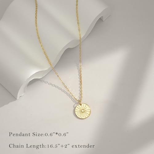 Gold Silver Necklace for Women, Dainty Cubic Zirconia Pendant | Teardrop CZ Charm, 14K Gold/Sterling Silver Plated, Adjustable Chain, Hypoallergenic & Waterproof Jewelry, Cute Trendy Gift - color: Gold-Radiant sun/cable chain