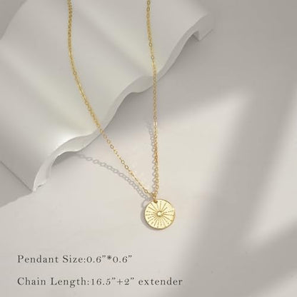 Gold Silver Necklace for Women, Dainty Cubic Zirconia Pendant | Teardrop CZ Charm, 14K Gold/Sterling Silver Plated, Adjustable Chain, Hypoallergenic & Waterproof Jewelry, Cute Trendy Gift - color: Gold-Radiant sun/cable chain