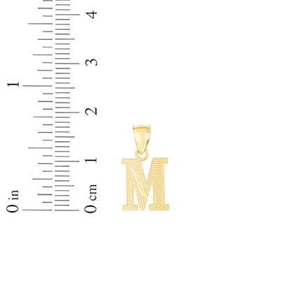 Floreo 10k Yellow Gold 0.45" Personalized Lighting Alphabet Letter A - Z Initial Charm Pendant with optional Extendable Chain Necklace - size: Pendant Only, style: - M -