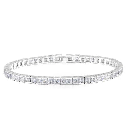 3MM Square Cubic Zirconia Tennis Bracelet for Women and Men, Classic Tennis Bracelet Wrist Size 6.5-8 inches - size: 8.00"