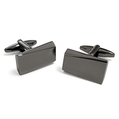 Cufflinks for Men, Stainless Steel Cuff Links Mens for Wedding Business Gifts, Silver, Black, Gold - color: Black