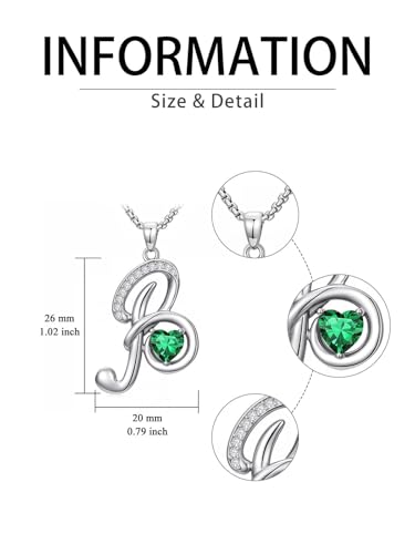 A to Z Initial Birthstone Pendant Necklaces Name Jewelry for Women | 18K White Gold Plated Personalized Alphabet Jewelry Anniversary Christmas Birthday Gifts for Wife Her Daughter Girlfriend - color: B Initial-05-May