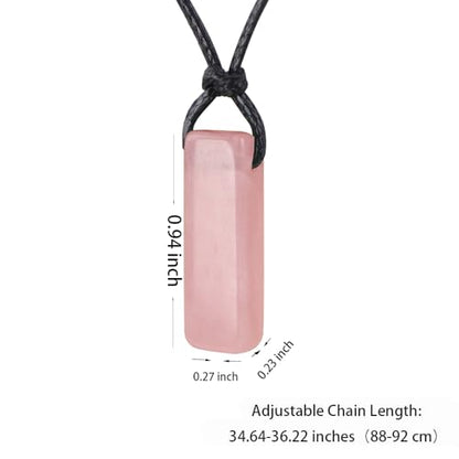 FANASY Natural Gemstone Pendant Necklace for Men Healing Crystal Pendant Adjustable Black Rope Necklace Jewelry Gifts for Women Men - color: Rose Quartz