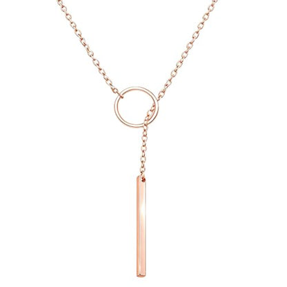 choice of all Rose Gold Necklaces Lariat Necklace for Women Slip Chain Necklace Y-Shaped Pendant Necklaces Trendy Jewelry Gifts - color: A1:rose gold necklace