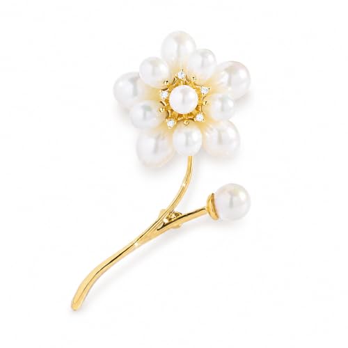 Flower Brooch for Women Rhinestone Pearl Zirconia Flower Lapel Pin Birthday Holiday Gift for Mother Wife Girlfriend - color: 06