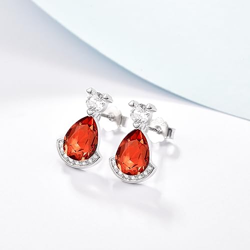 Birthstone Teardrop Crystal Stud Earrings for Women 925 Sterling Silver Solitaire Studs Halo Earrings for Birthday Gifts Teardrop Earrings for women - style: G July