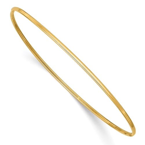 14k Gold 1.5mm High Polished Slip-on Bangle Bracelet, 8 Inches - color: Yellow