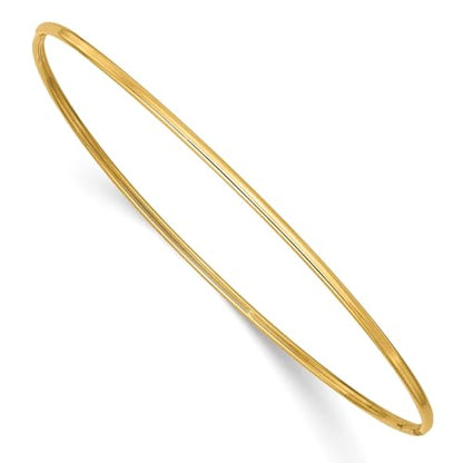 14k Gold 1.5mm High Polished Slip-on Bangle Bracelet, 8 Inches - color: Yellow