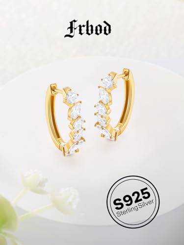 Moissanite Hoop Earrings for Women, 3.5ct/0.76ct D Color VVS1 Yellow Gold Plated Earrings, 925 Sterling Silver Inside Out Round Loops/Six Stone 20mm Hoops, Birthday Christmas Valentines Jewelry - color: Yellow Gold - Six Stone