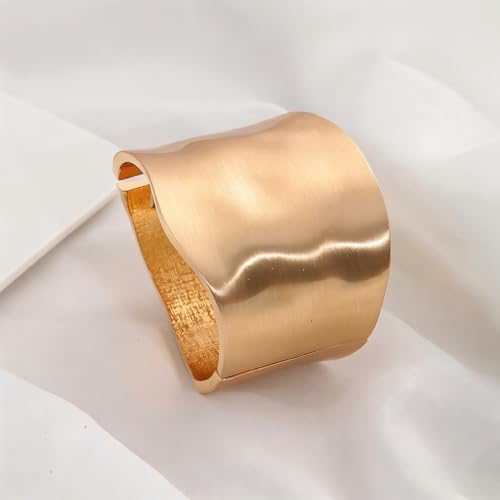 Exquisite and Stylish Gold Bracelet, Fashion Jewelry, Women's Gold Accessories – Ideal Gift for Mom, Wife or Girlfriend - style: Brushed finish wide bangle