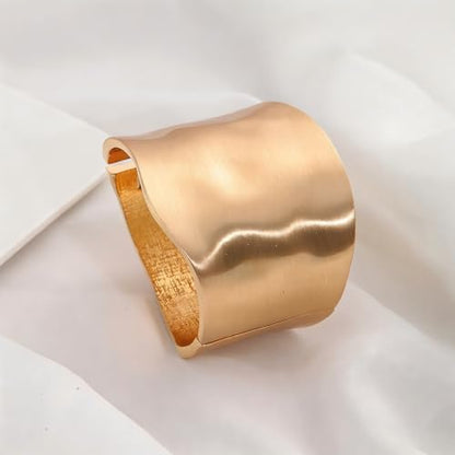 Exquisite and Stylish Gold Bracelet, Fashion Jewelry, Women's Gold Accessories – Ideal Gift for Mom, Wife or Girlfriend - style: Brushed finish wide bangle