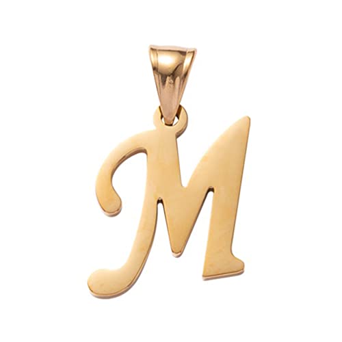 Initial Charms Gold Initial Pendant 14k Gold Letter Charm Name Pendant for Women and Men - style: M