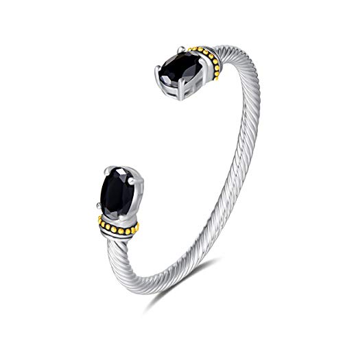 Stainless Steel Cuff Bangles Crystal Mosaic Bracelet Bangle for Women Fashion Jewelry BR75854 - color: Black