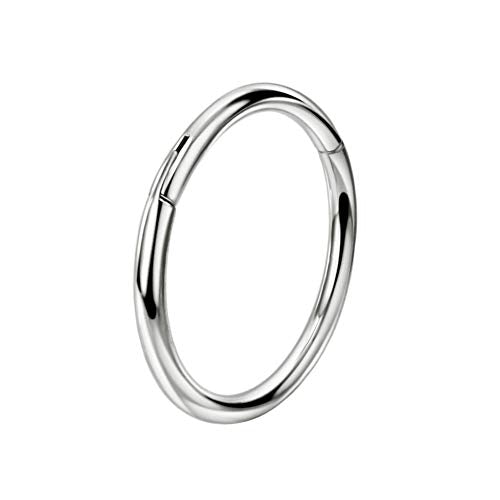 Titanium Nose Rings Hinged Hypoallergenic Nose Hoop for Women & Men | Seamless Clasp, Used in Nostril, septum, lip, and all ear piercings. 20 Gauge to 10 Gauge, Inner Diameter 5mm to 16mm - color: Silver, size: 12 Gauge,12mm