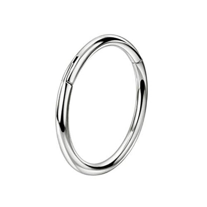 Titanium Nose Rings Hinged Hypoallergenic Nose Hoop for Women & Men | Seamless Clasp, Used in Nostril, septum, lip, and all ear piercings. 20 Gauge to 10 Gauge, Inner Diameter 5mm to 16mm - color: Silver, size: 14 Gauge,6mm