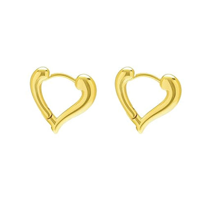 Heart Shaped Hoop Earrings for Women | 14k Gold Silver Plated, Small Heart Earring, Huggie Hoops, Lightweight, Jewelry Gifts - color: 01Heart-Gold