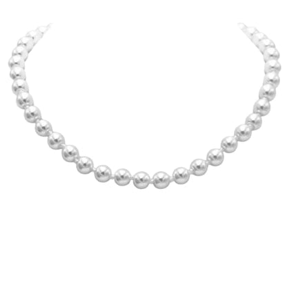 Rosemarie & Jubalee Women's Stunning Simulated Glass Pearl Knotted Strand Pearl Necklace - color: White, Silver, size: 8mm, style: 16"+3" Extender