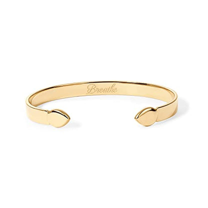 PAVOI 14K Gold Plated Stainless Steel Bangle Bracelets for Women | Inspirational Engraved Adjustable Mantra Cuff Bangle | Personalized Gift for Her Mom Sister | Birthday Gifts for Women - style: Breathe