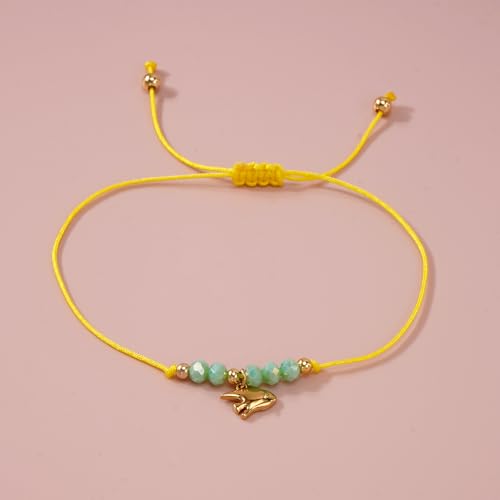 Boho Glass Seed Beaded Bracelets For Women, Handmade Romantic Gold Plated charm String Braided Rope Adjustable Jewelry, Summer Beach Daily Party Friendship Gift - color: Yellow Fish