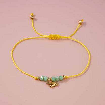 Boho Glass Seed Beaded Bracelets For Women, Handmade Romantic Gold Plated charm String Braided Rope Adjustable Jewelry, Summer Beach Daily Party Friendship Gift - color: Yellow Fish