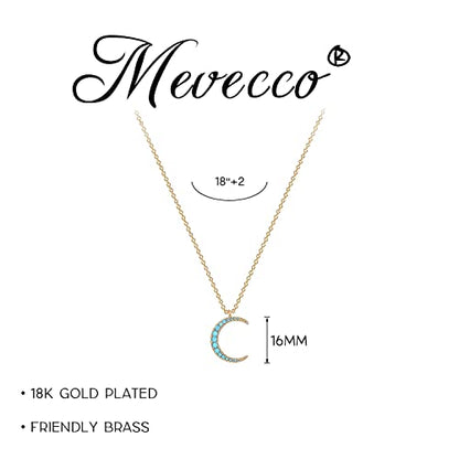 MEVECCO Layered Heart Necklace Pendant Handmade 18k Gold Plated Dainty Gold Choker Arrow Bar Layering Long Necklace for Women - style: turquoise crescent