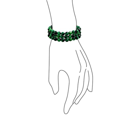 Bling Jewelry Unisex Stackable Set Of 3 Gemstone Round Bead 8MM Stretch Bracelet For Women Teen Men Multi Strand Stacking Adjustable - color: Green Tigers Eye