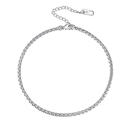 PROSTEEL Ankle Bracelets for Women, Silver/Gold/Black, Waterproof Anklets | Waterproof, Stainless Steel, Summer Beach Jewelry, Durable & No Tarnish, Come with Gift Box, 8-10.5" Adjustable, Plus Size - color: G: silver-wheat chain-3mm