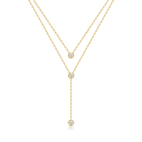 Fullpop Dainty Gold Necklaces for Women, 18k Gold Layered Lariat Necklace for Women Long Gold Choker Necklaces for Women Statement Diamond Heart Pendant Necklace Body Chain Jewelry for Women - style: Kind-Two