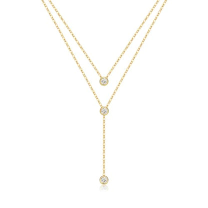 Fullpop Dainty Gold Necklaces for Women, 18k Gold Layered Lariat Necklace for Women Long Gold Choker Necklaces for Women Statement Diamond Heart Pendant Necklace Body Chain Jewelry for Women - style: Kind-Two