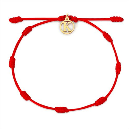 Red String Bracelet with Initial Letter and 7 Protective Knots – Adjustable Kabbalah Bracelet for Women & Men, Personalized Good Luck Charm for Positive Energy - color: K