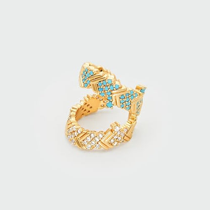 Gold Ear Cuff Earring for Women 14K Gold Plated Cubic Zirconia Non-Pierced Clip on Cartilage Chunky Ear Cuffs Hypoallergenic Jewelry - style: tur v