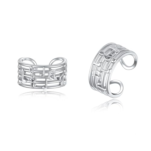 Celtic Knot/Celtic Knot/Bat/Filigree Viking Earrings 925 Sterling Silver Non Piercing Ear Cuff Earrings Cool Earring Cuff for Women Men - color: music note
