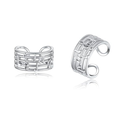 Celtic Knot/Celtic Knot/Bat/Filigree Viking Earrings 925 Sterling Silver Non Piercing Ear Cuff Earrings Cool Earring Cuff for Women Men - color: music note