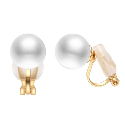 Fresh Water Pearl Clip On Earrings for Women Non Pierced Earrings | Faux Pearl Earrings 14K Gold Plated Small Earrings Jewelry