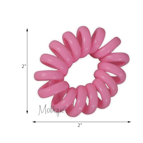 Jumbo Coil Pony Holder Hair Ties - Set of 4 (Pink) - color: Pink