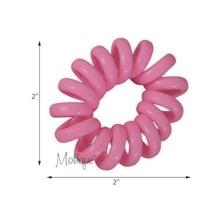 Jumbo Coil Pony Holder Hair Ties - Set of 4 (Pink) - color: Pink
