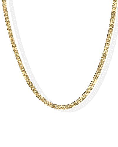 PAVOI Chain Necklace for Women, 14K Gold Plated Adjustable Layering Chain - style: Curb-2x