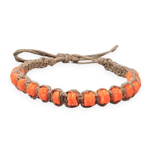BlueRica Hemp Anklet with Puka Shell Beads - style: Neon Orange