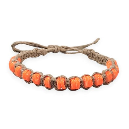 BlueRica Hemp Anklet with Puka Shell Beads - style: Neon Orange