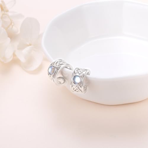 Birthday Gifts 925 Sterling Silver Ear Cuff Non Pierced Fake Cartilage Cuffs Huggie Earrings for Women Girls - Set of 2 - style: Celtic Moonstone