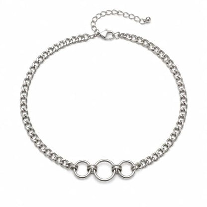 Gothic Chunky Silver Circle Choker Necklace for Women, Y2k Vintage Adjustable Geometric Round Chain Necklace Trendy Statement Punk Jewelry Party Gifts