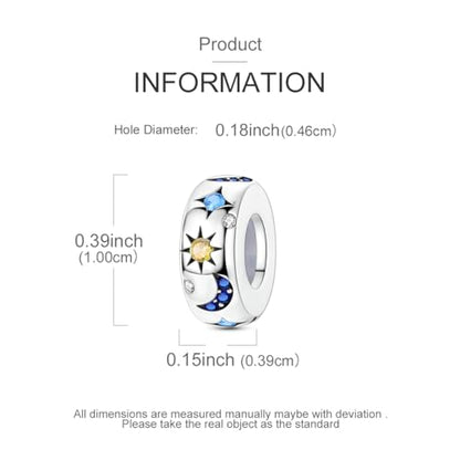 Hapour 925 Sterling Silver Charms for Bracelet Necklace Dangle Pendant Bead | Bear Charm, Elephant Zebra Cat Dream catcher Family Birthday European Jewelry Charm, For Women Mom - color: Sun Moon Star Bead
