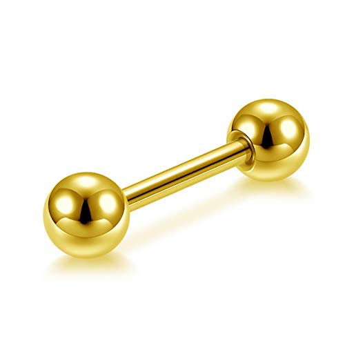Zysta 4 Pairs Stainless Steel 14/16G Mixed Colors Body Piercing Barbells 6-16mm Post Studs Earring NippleTongue Helix Tragus Cartilage Labret Medusa Lip Eyebrow Straight Bar Ball Screw … - color: 4mm Ball,8mm Post